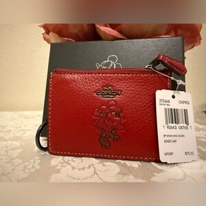Coach Disney Minnie Mouse Skinny Mini ID Wallet NWT